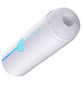 MizzZee X-BLUE CRYSTAL Heating Suction Vibration Moaning Masturbator Cup (Chargeable - White)
